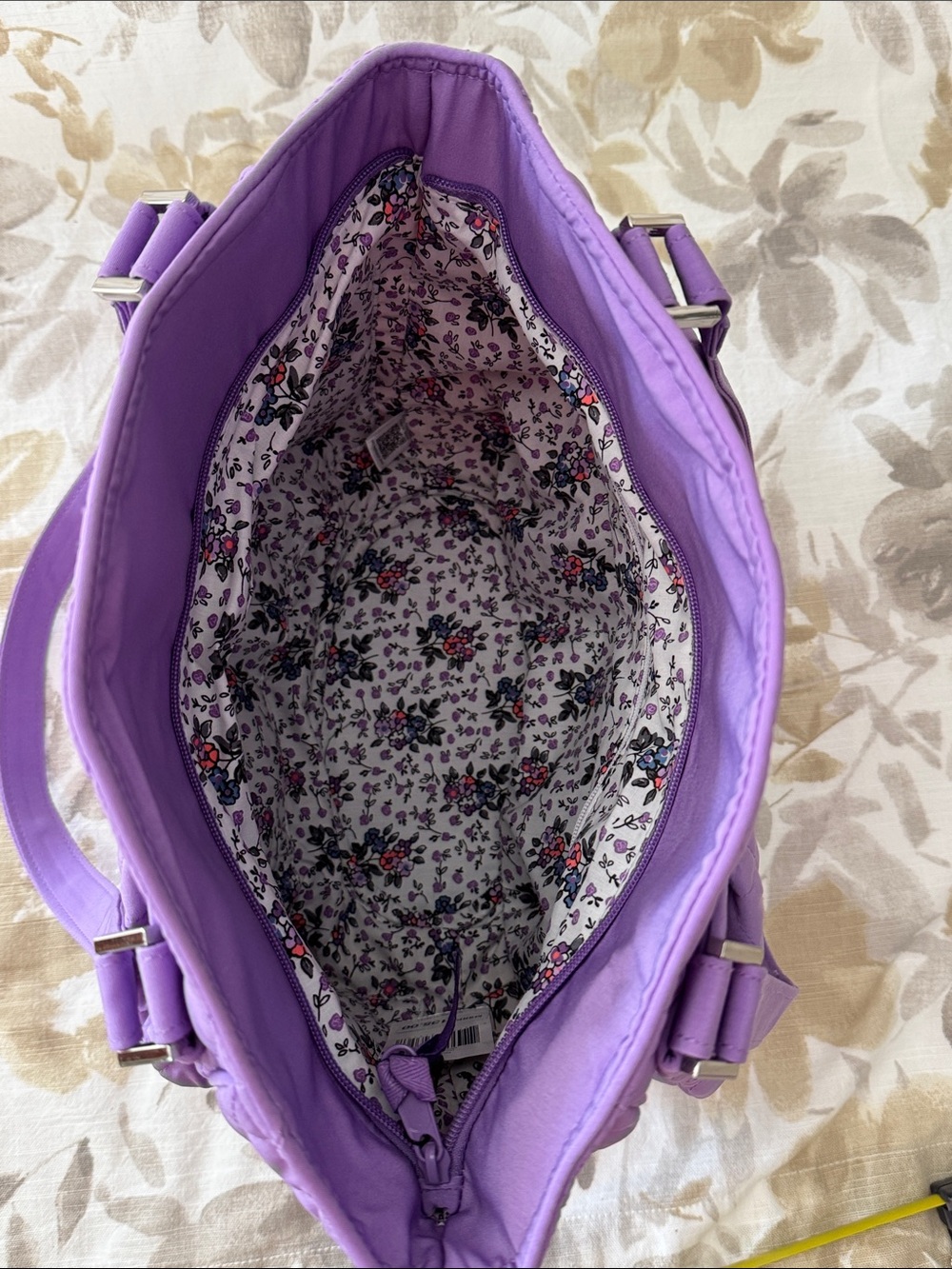 Vera Bradley Quilted Purple Shoulder Tote - Picture 3 of 5